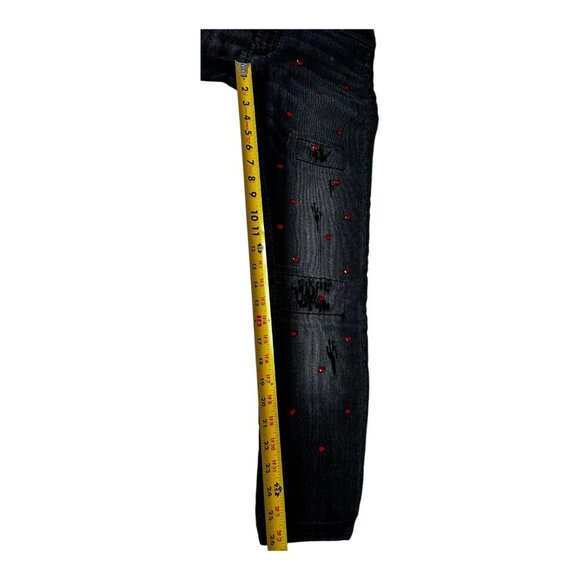 Vtg ATOS LOMBARDINI Women's Skinny Jeans Encrusted Hearts Size 27 Made in Italy - Picture 8 of 10